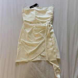 Fashion Nova Cream Strapless Dress